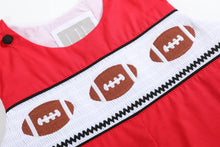Load image into Gallery viewer, Red & Black Football Smocked Overalls