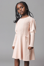 Load image into Gallery viewer, Organic Cable Bodice Sweater Dress - Blush