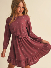 Load image into Gallery viewer, Tween Kids Girls Burgandy Knit Long Sleeve Dress