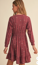 Load image into Gallery viewer, Tween Kids Girls Burgandy Knit Long Sleeve Dress