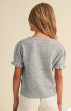 Load image into Gallery viewer, Girls Puff Sleeve Sweater - Multi Blue