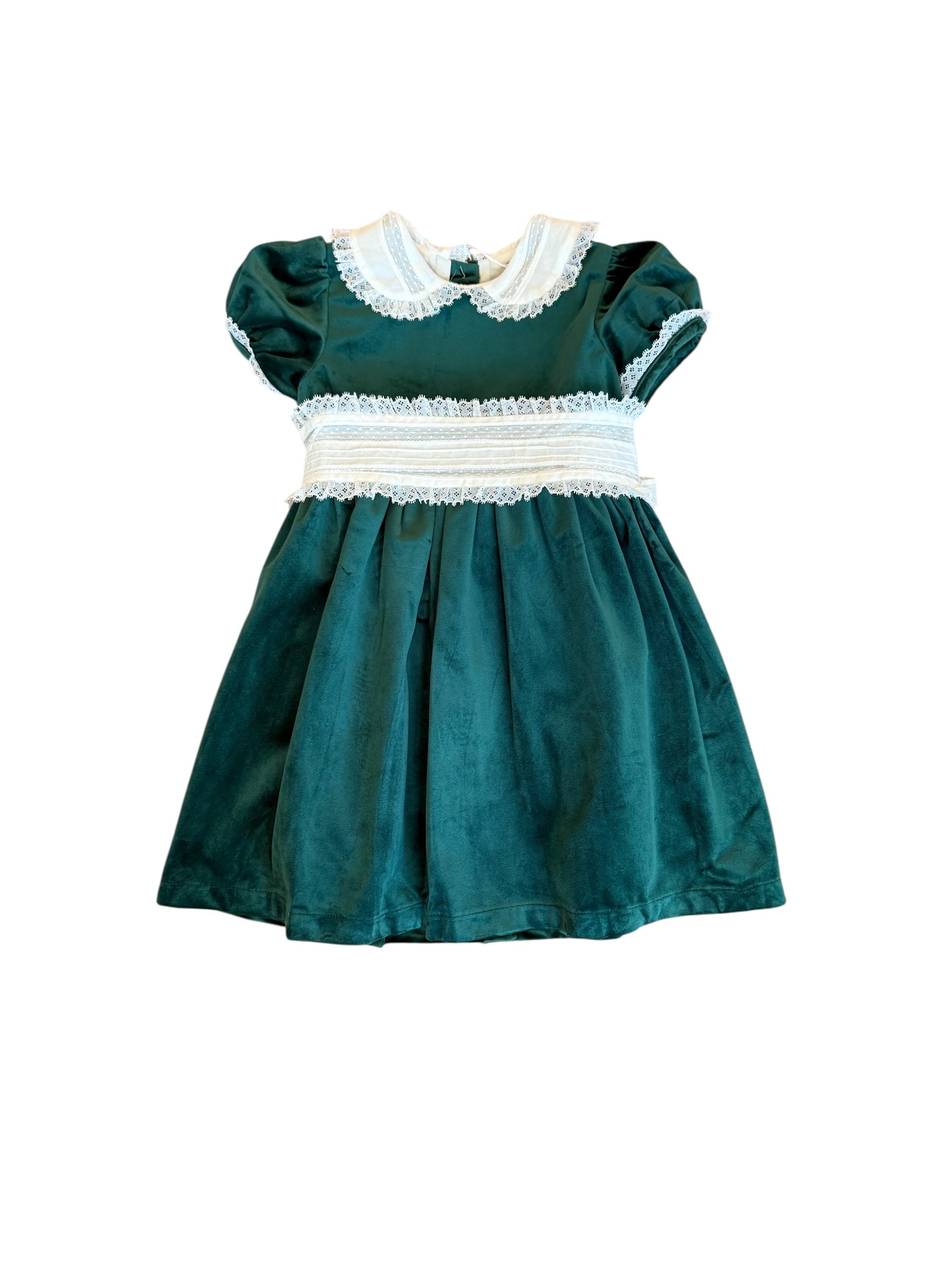 green velvet baby dress Sophie & Lucas Baby Girls Velvet Christmas Bubble with White Petal Collar