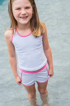 Load image into Gallery viewer, Seaside Tankini Set - Blue Seersucker w/ Pink Trim