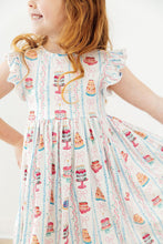 Load image into Gallery viewer, Flutter Sleeve Twirl Dress - Birthday Cakes