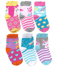 Load image into Gallery viewer, Unicorn Llama Giraffe Flamingo Pattern Crew Socks 6 Pair Pack