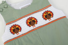 Load image into Gallery viewer, Turkey Smocked Overalls - Sage
