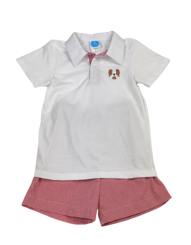 Bulldog French Knot Polo Short Set