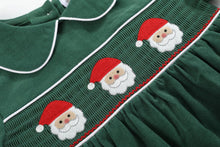 Load image into Gallery viewer, Green Velvet Smocked Santa Bloomer Set
