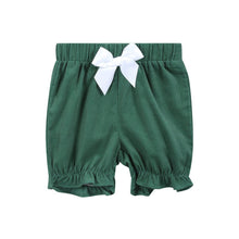 Load image into Gallery viewer, Green Velvet Smocked Santa Bloomer Set
