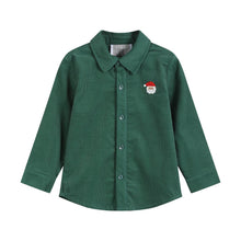Load image into Gallery viewer, Green Corduroy Santa Dress Shirt
