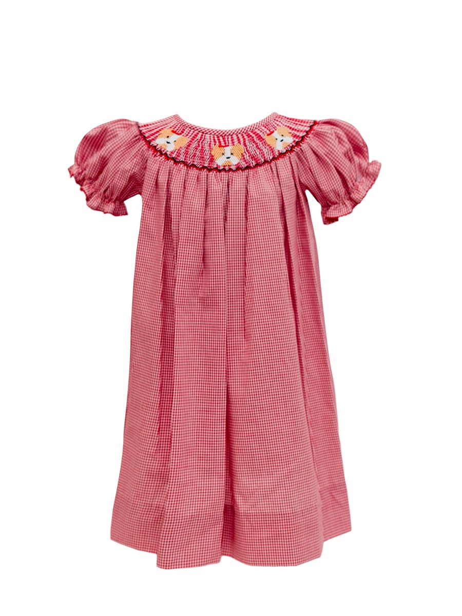 Red Bulldog Bishop Smock Dress