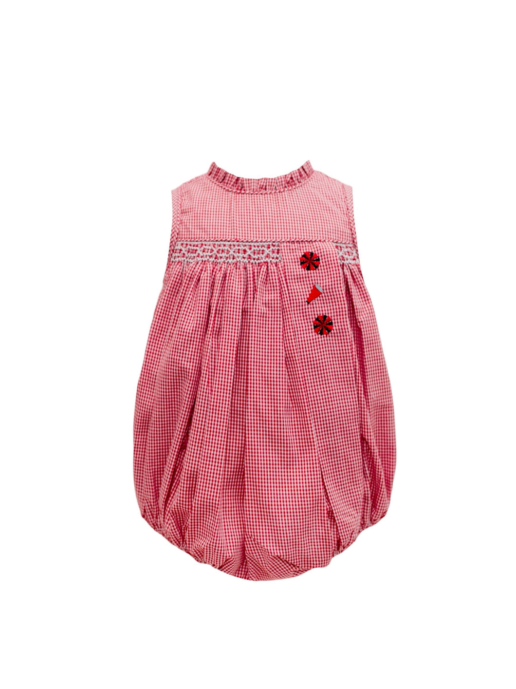 Red Gingham Bulldog Smock Girls Bubble