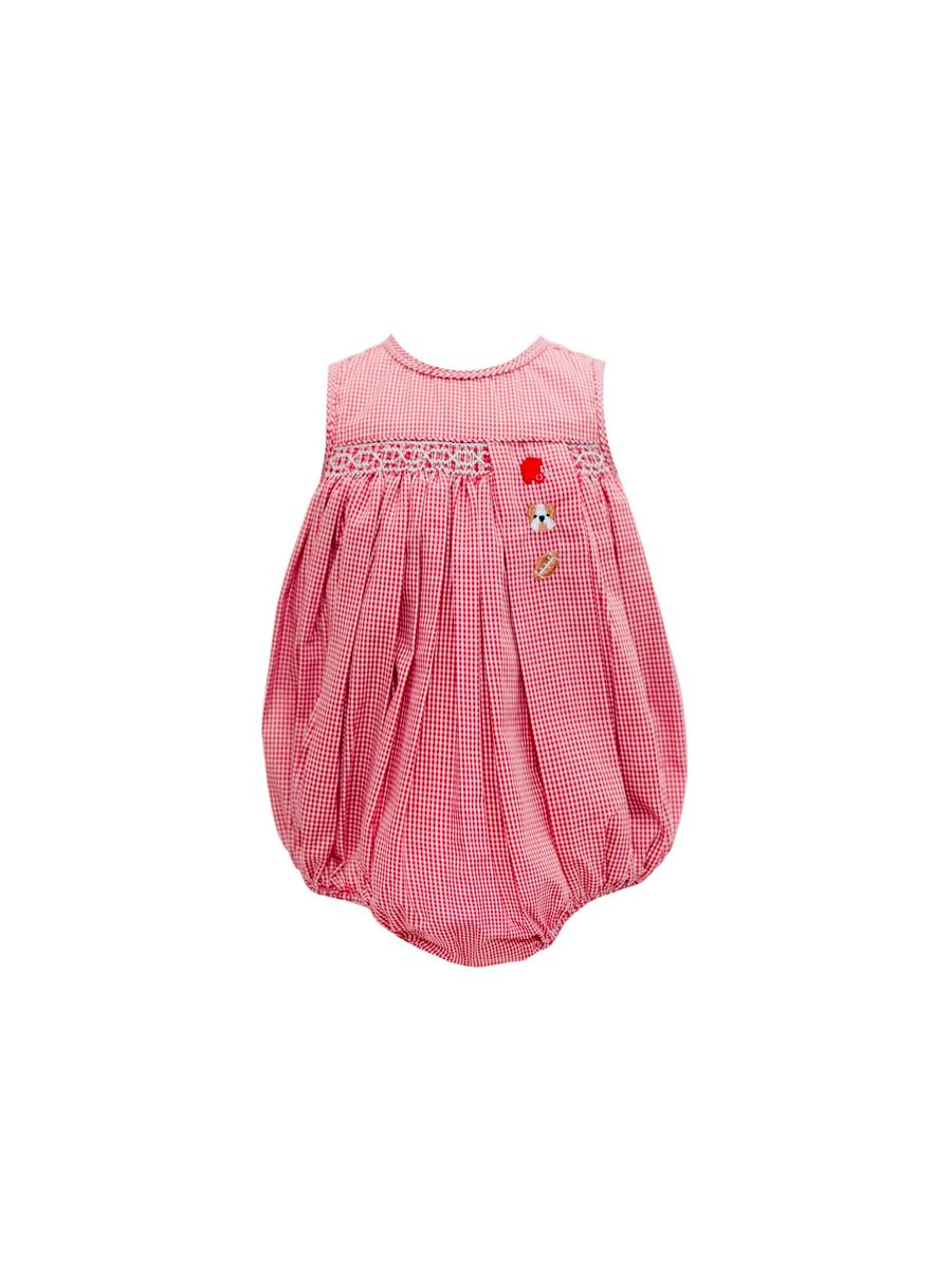 Red Gingham Bulldog Spirit Smock Boys Bubble