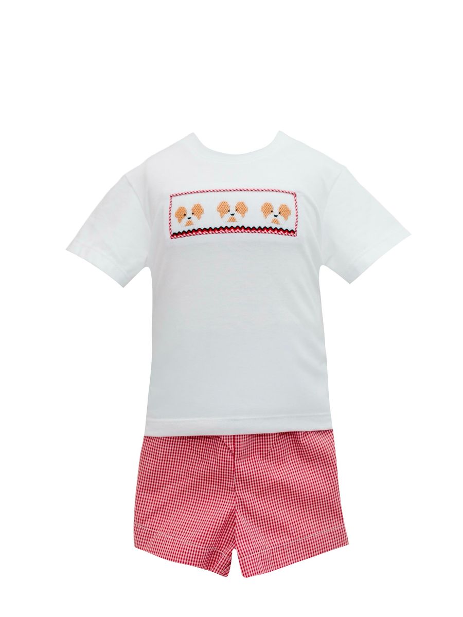 Red Bulldog Smock Short Set