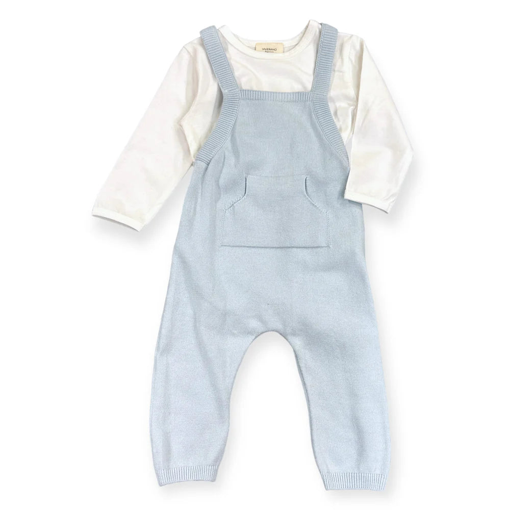 Kangaroo Pocket Overall Romper & Bodysuit Set - Blue