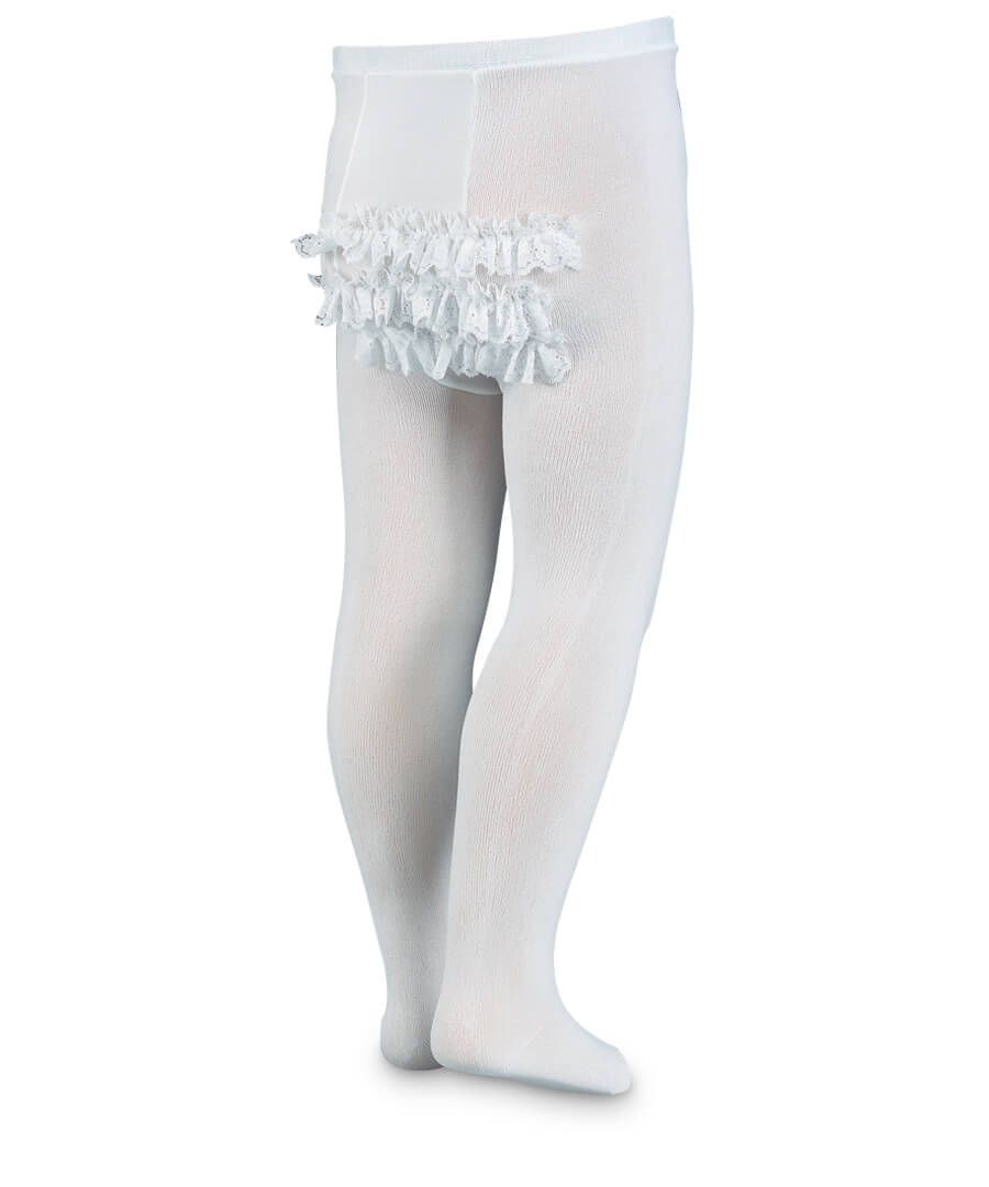 Microfiber Rhumba Lace Tights - White
