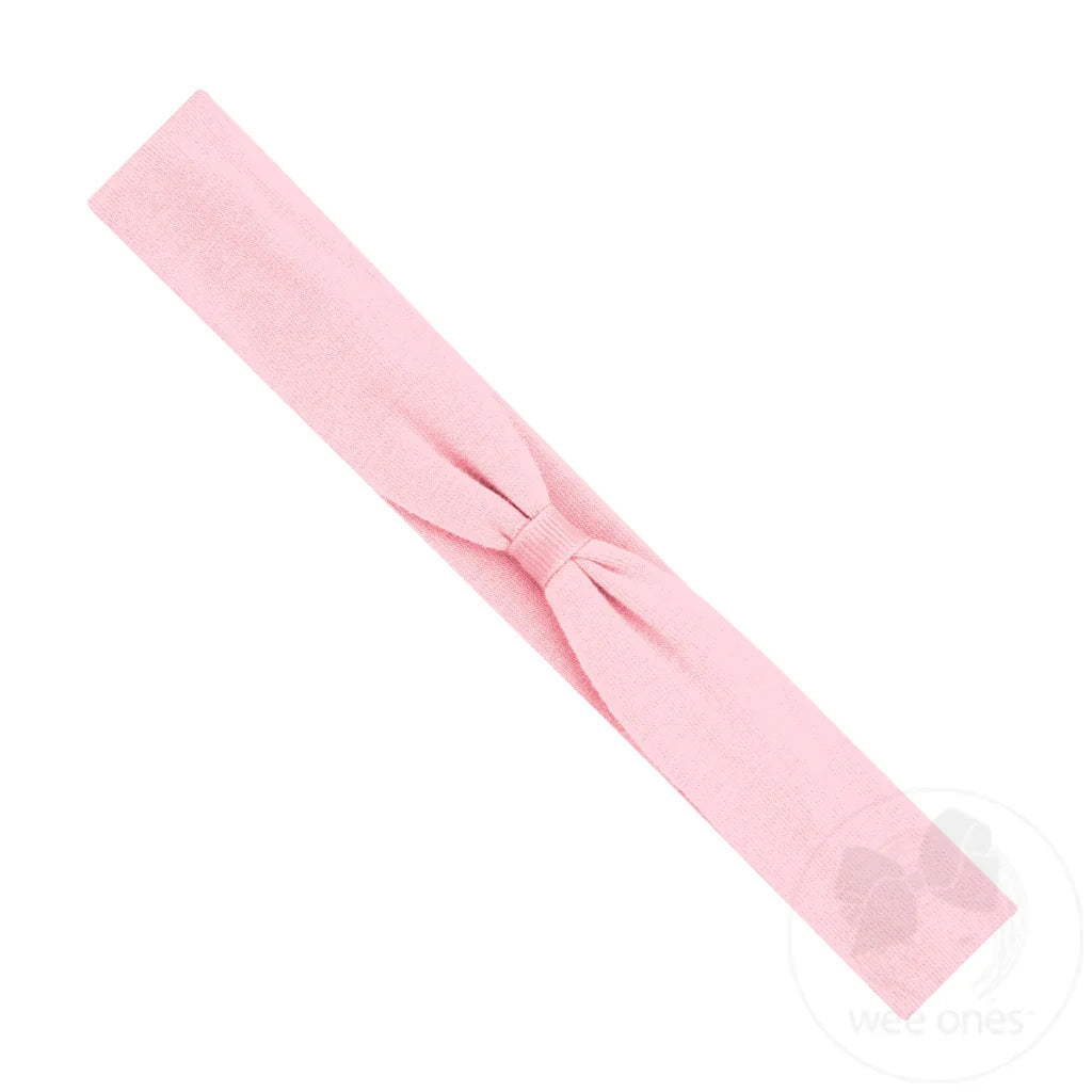 Add-a-Bow Cotton Jersey Hair Wrap - Light Pink
