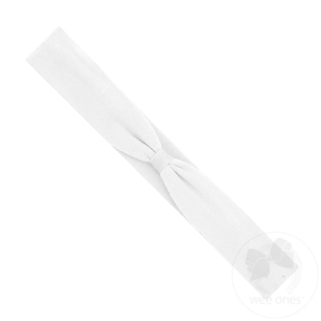 Add-a-Bow Cotton Jersey Hair Wrap - White