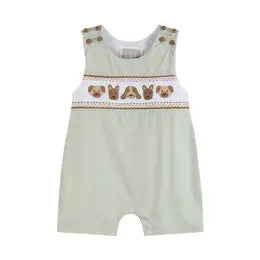 Dog Smocked Shortall - Green