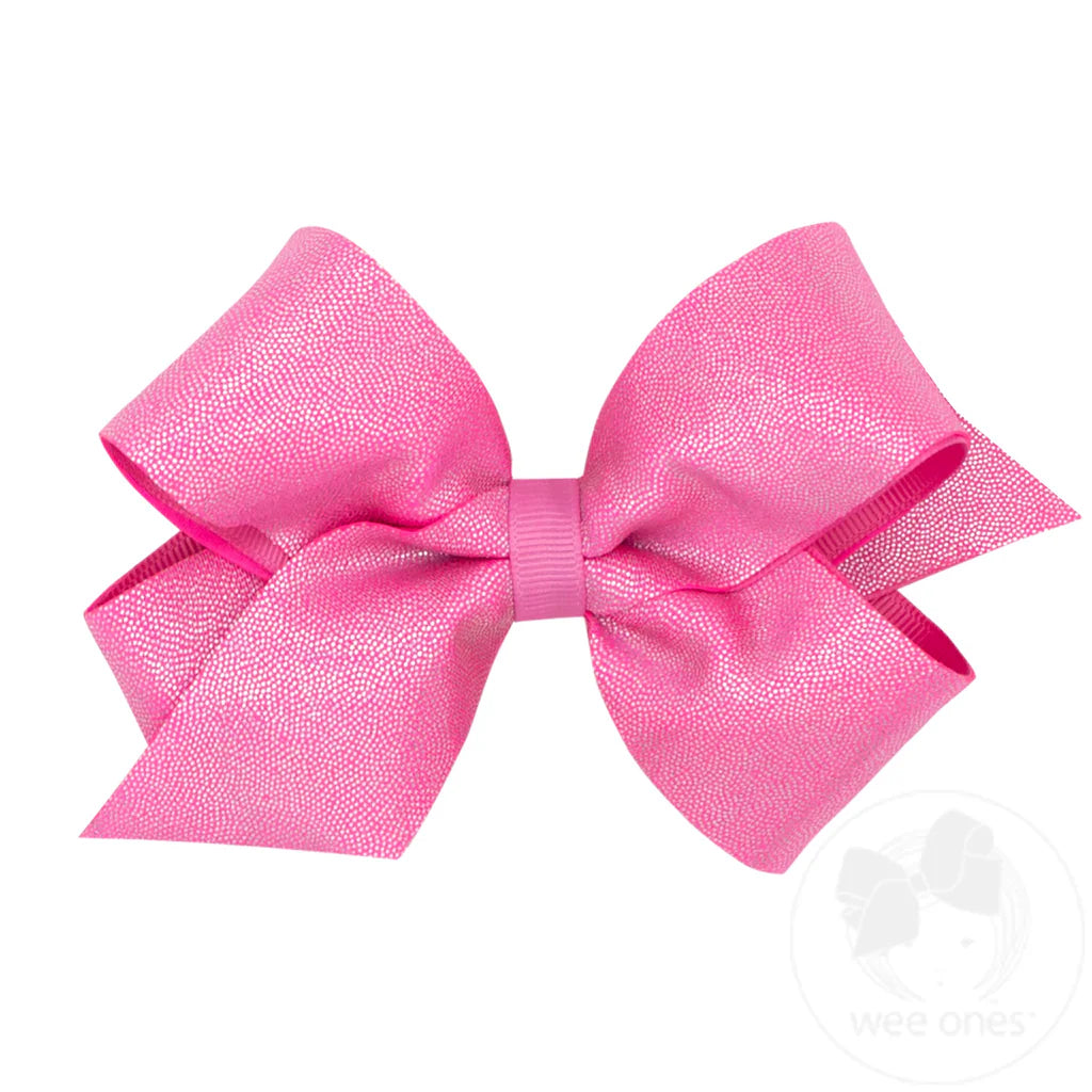 Mirror Dot and Grosgrain Overlay Hair Bow - Rose