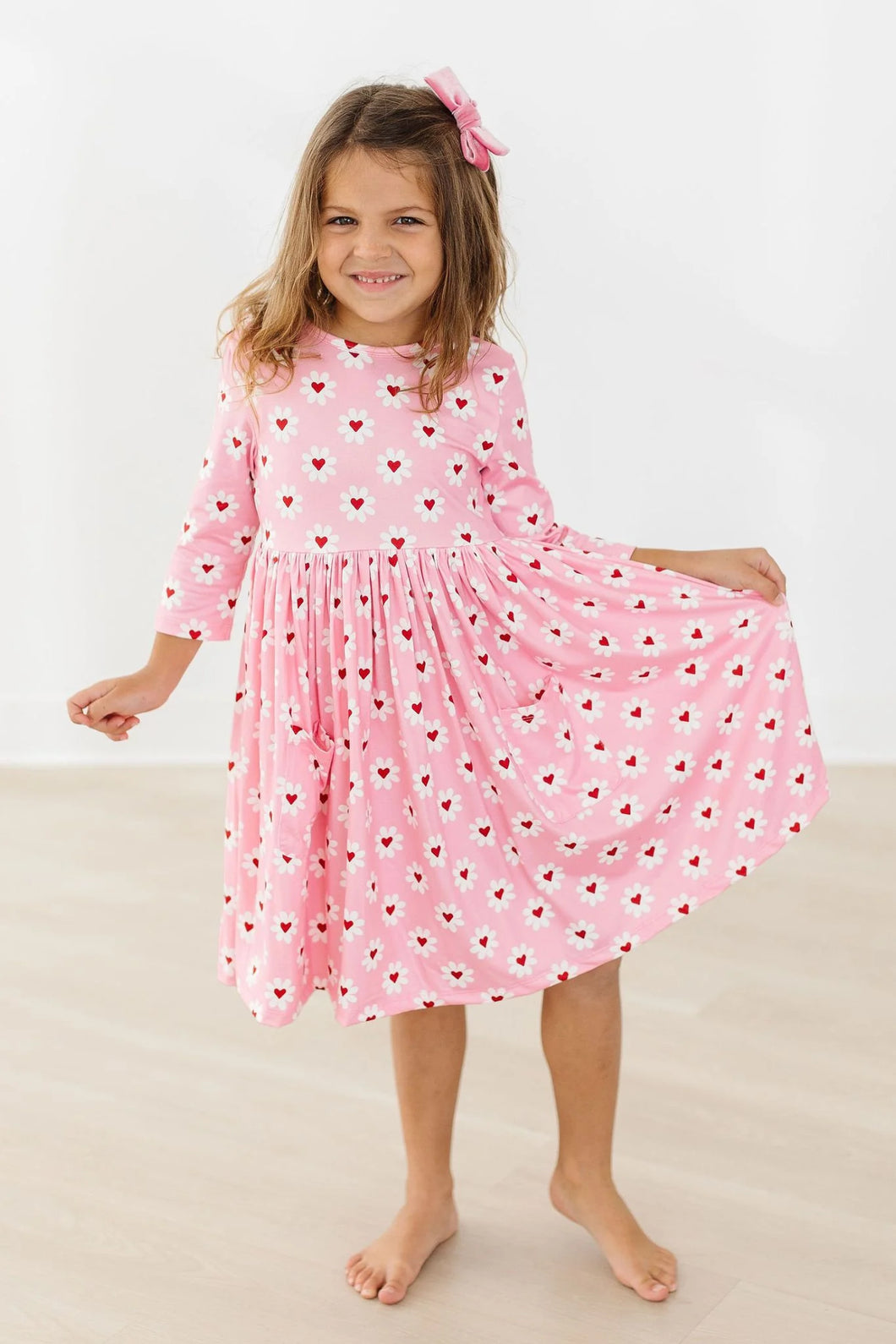 3/4 Sleeve Pocket Twirl Dress - Daisy Delight