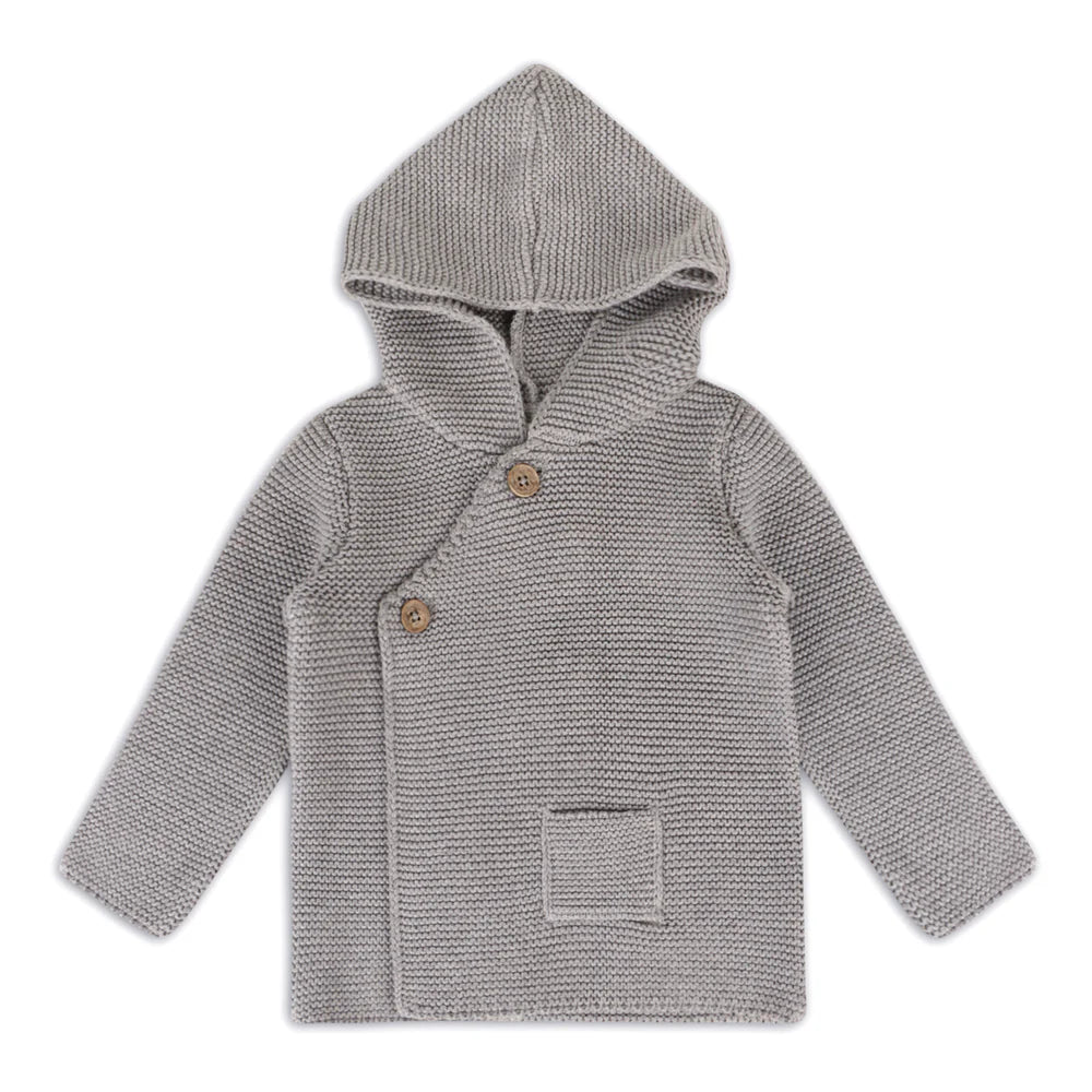 Hooded Button & Pocket Sweater Jacket