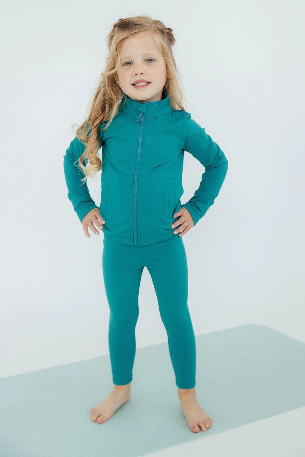 Full-Zip Ruffle Active Jacket - Turbo Teal