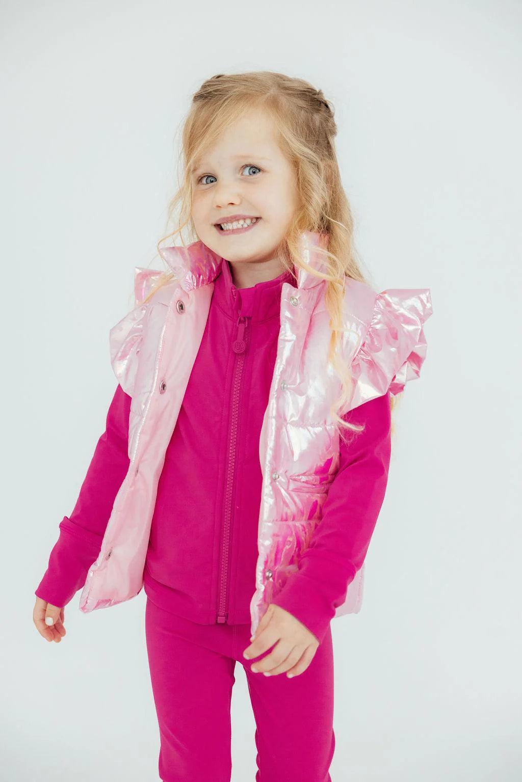 Puffer Vest - Pink Iridescent