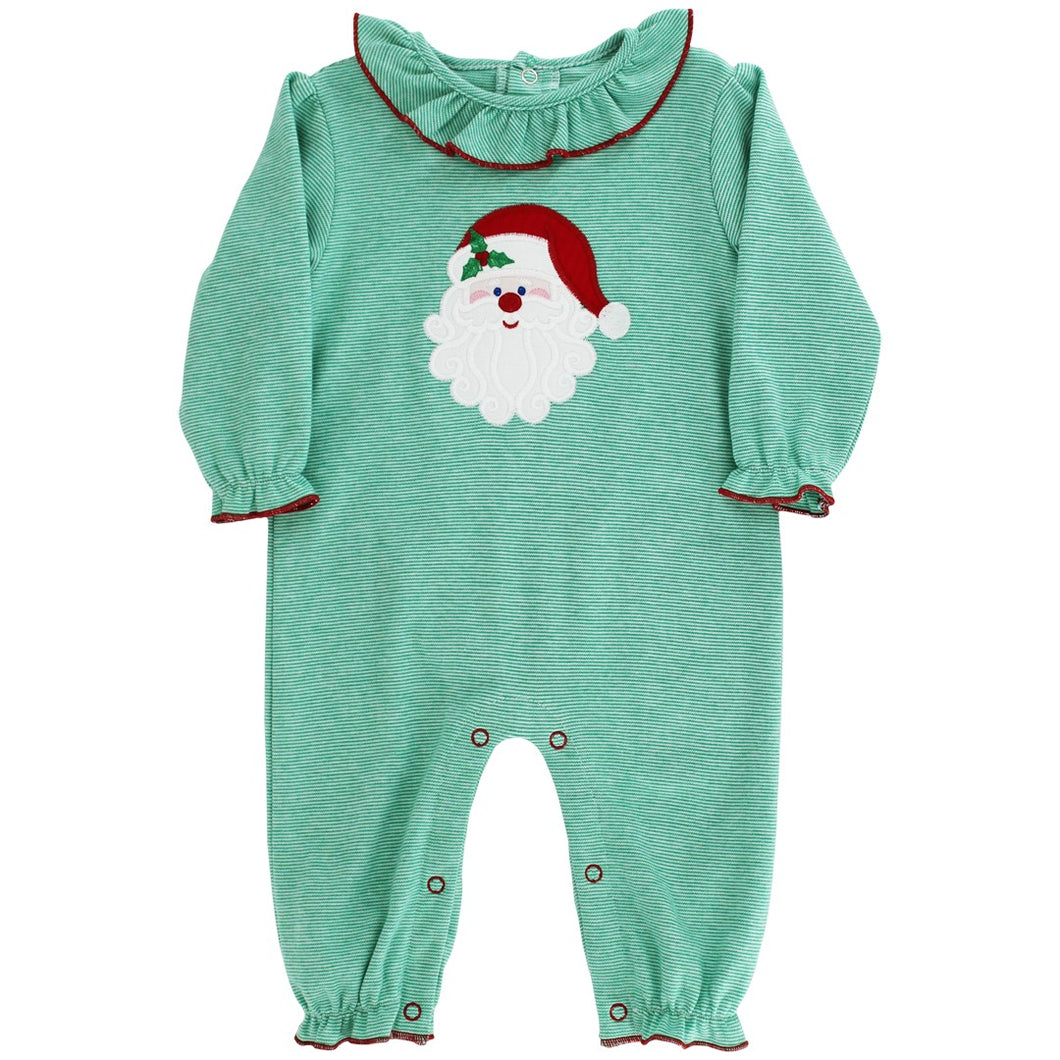 Santa Girl's Knit Romper - Green