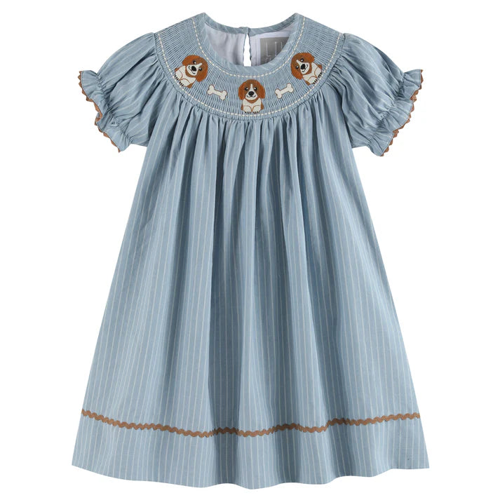 Puppy Smocked Bishop Dress
