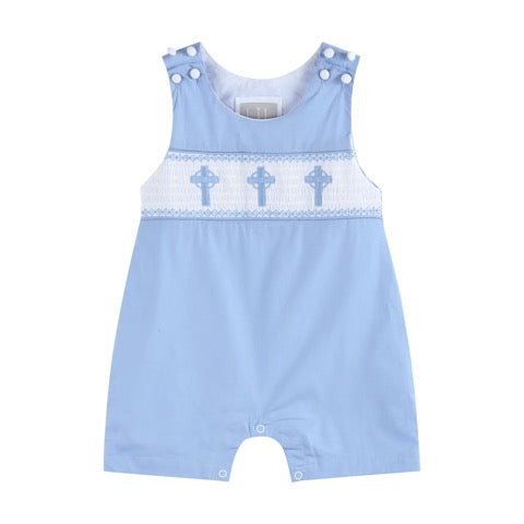 Easter Bunny Smocked Shortalls - Periwinkle