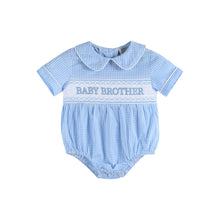 Load image into Gallery viewer, Baby Brother Smocked Collared Romper
