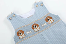 Load image into Gallery viewer, Puppy Smocked Overalls - Light Blue
