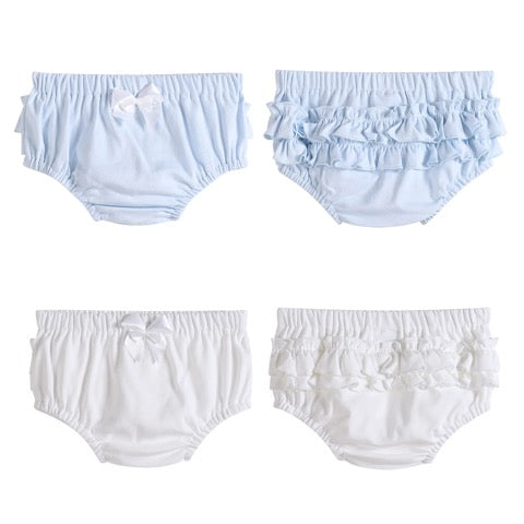 2pc Ruffle Knit Bloomers - Light Blue & White