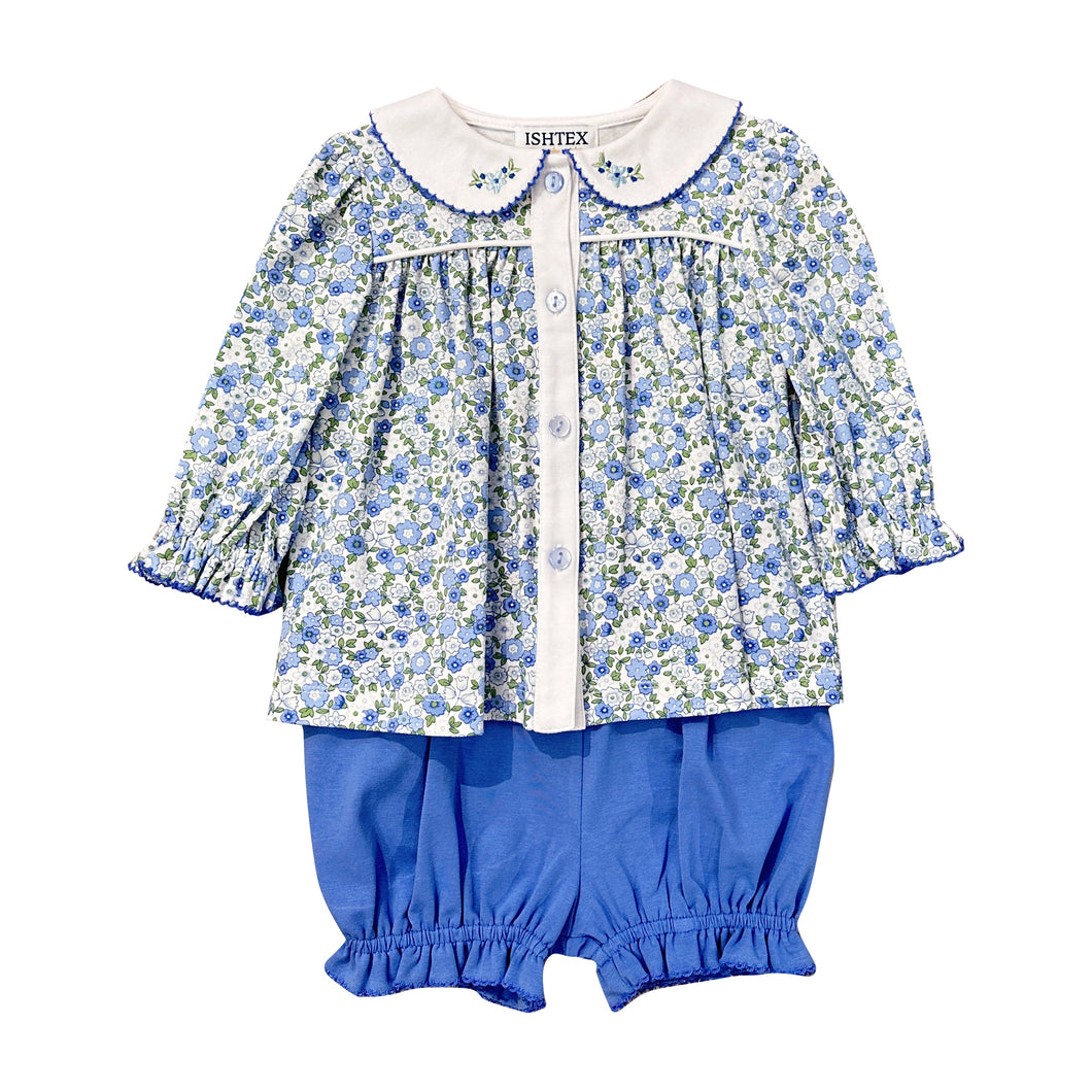 Blue Flower Bloomer Set