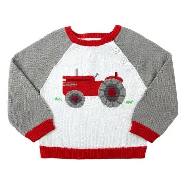 Red Tractor Knit Sweater