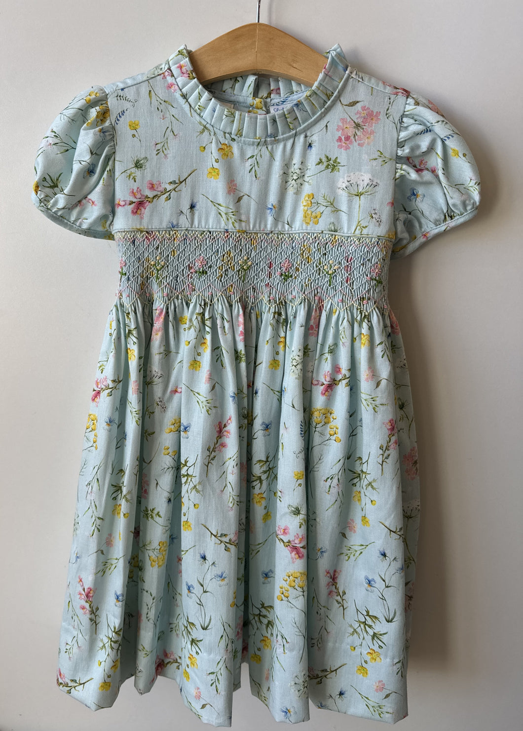 Floral Smocked Dress with Ruffle Collar