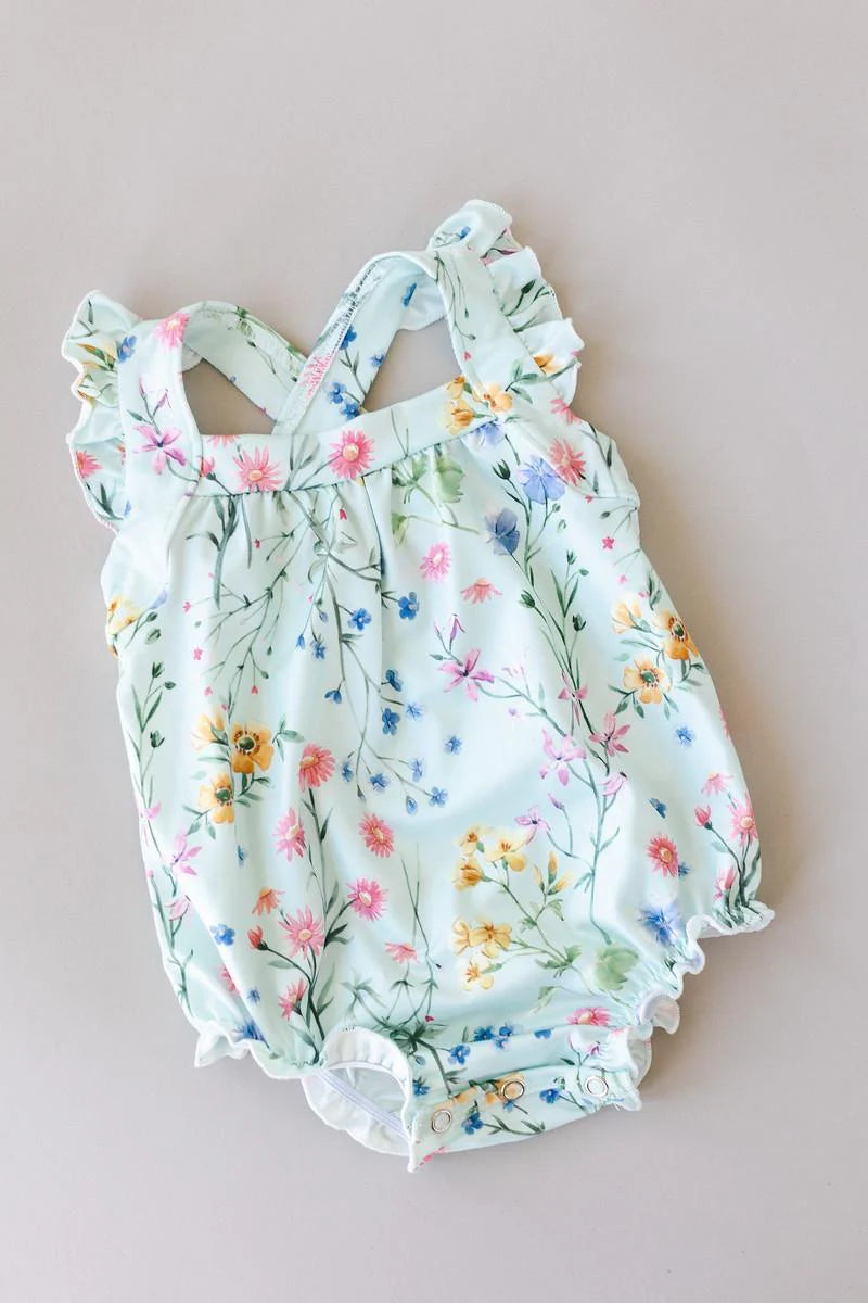 Ruffle Cross Back Romper - Wild Woods