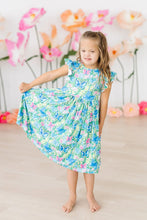 Load image into Gallery viewer, S/S Pocket Twirl Dress - Watercolor Butterflies
