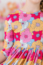Load image into Gallery viewer, 3/4 Sleeve Pocket Twirl Dress - Wonderland Floral
