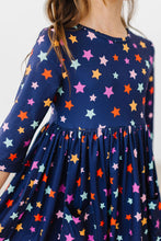 Load image into Gallery viewer, 3/4 Sleeve Pocket Twirl Dress - Halloween Stars
