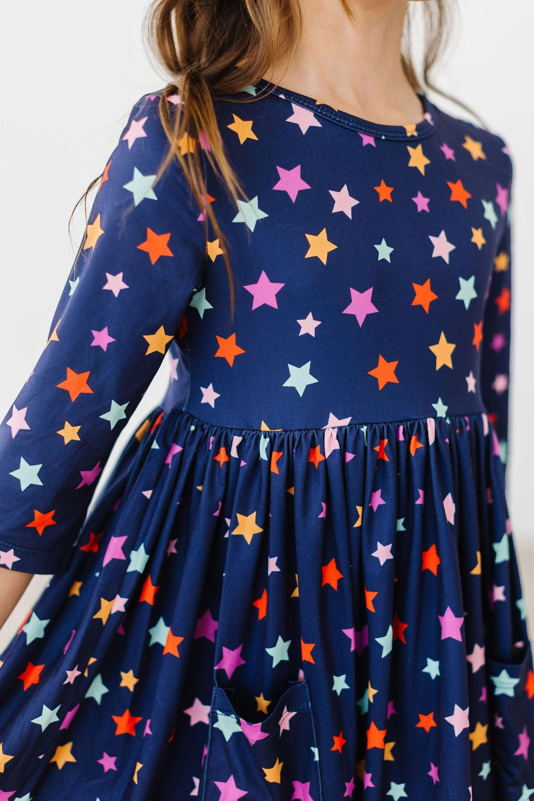 3/4 Sleeve Pocket Twirl Dress - Halloween Stars
