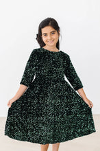 Load image into Gallery viewer, Velvet Sequin Dress - Hunter Green

