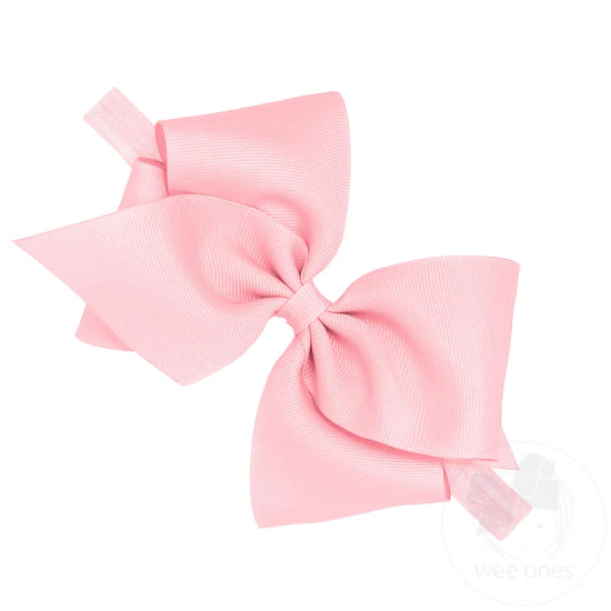 Mini Grosgrain Bow on Baby Band - Light Pink