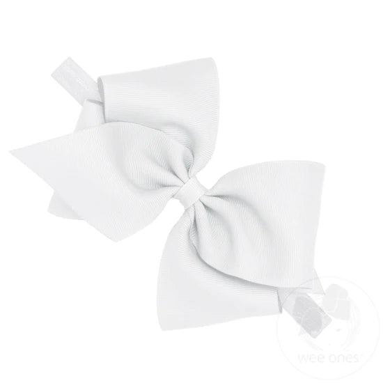 Mini Grosgrain Bow on Baby Band - White