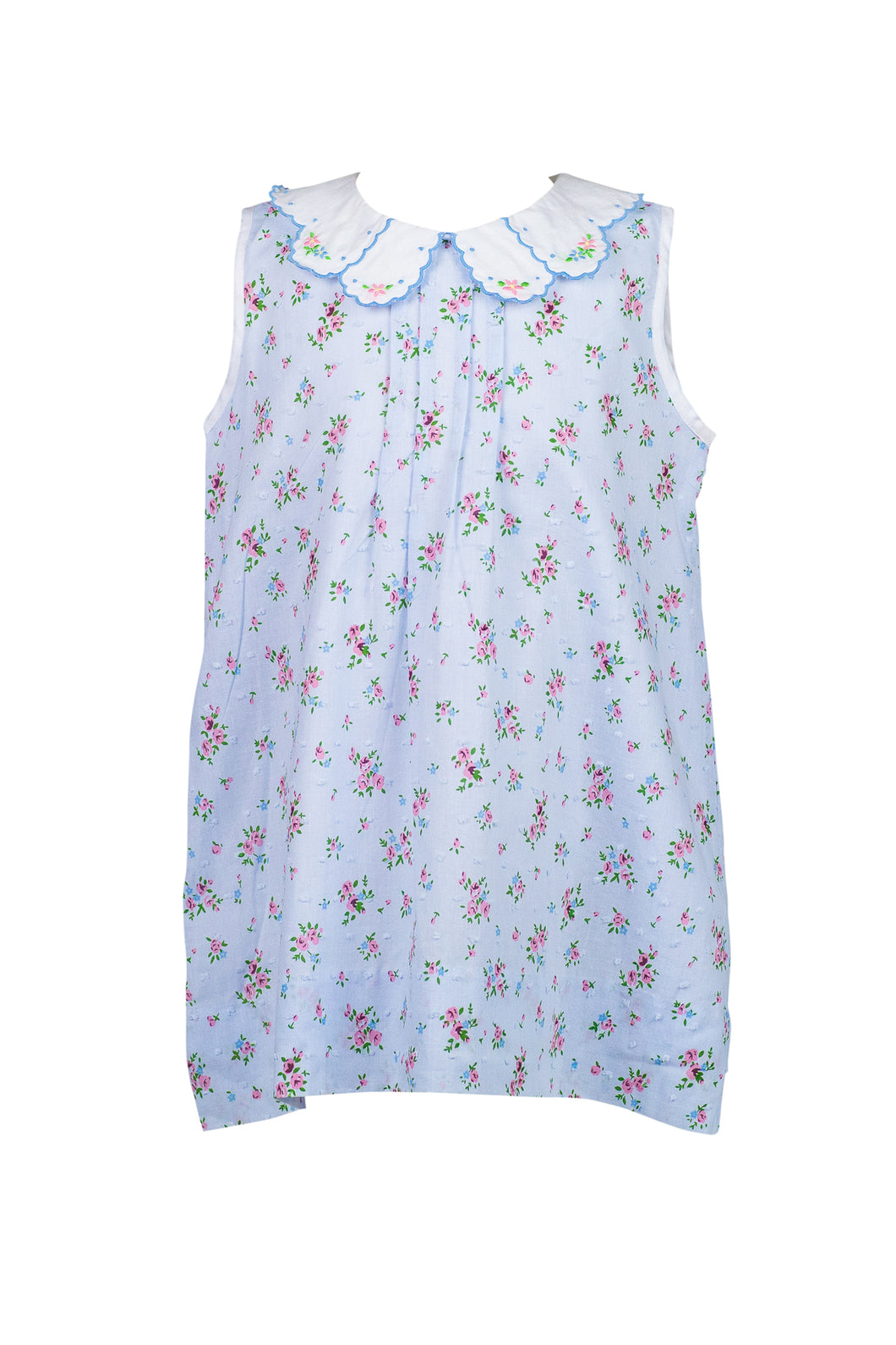 PRE-ORDER Bea Blue Floral Dotted-Swiss Dress