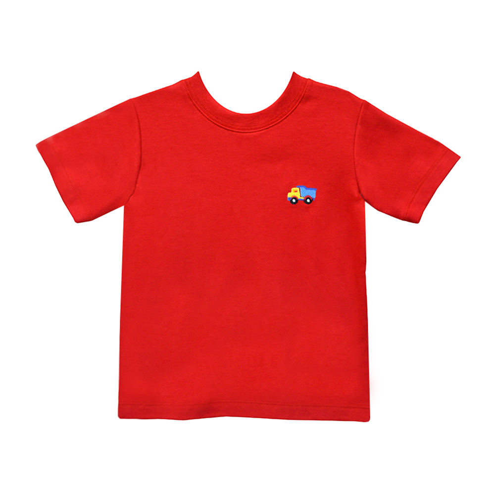 Construction Play Tee - Red Knit