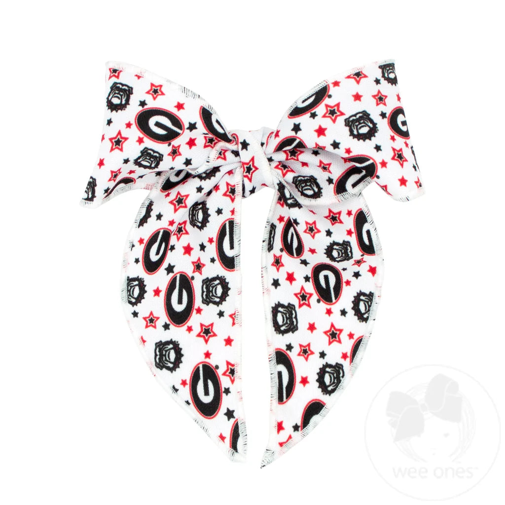 UGA Fabric Bowtie With Knot and Tails