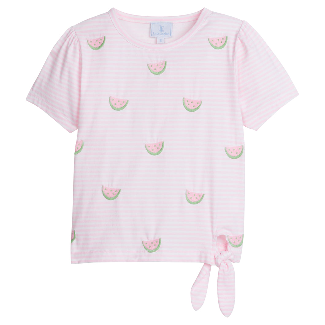 Embroidered Tie Tee - Watermelons