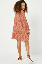 Load image into Gallery viewer, Ditsy Floral Tie Neck Dress - Rust
